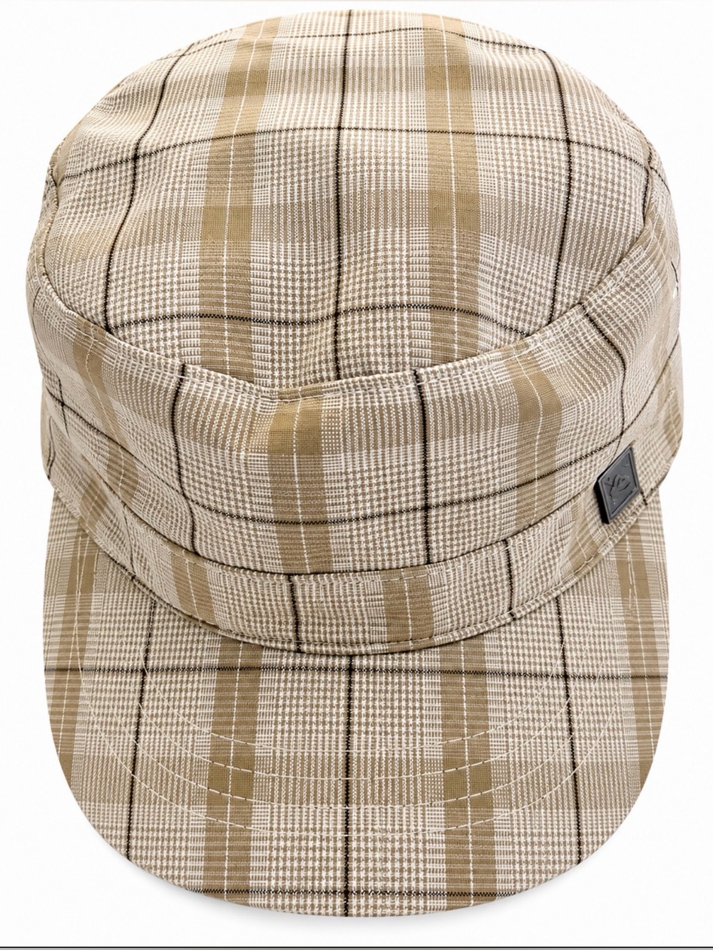Quiksilver Plaid Cadet Cap in Tan and Cream